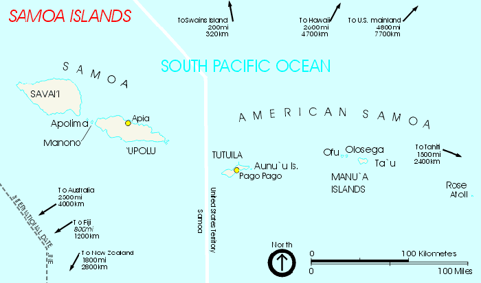 Map of the Samoan Islands